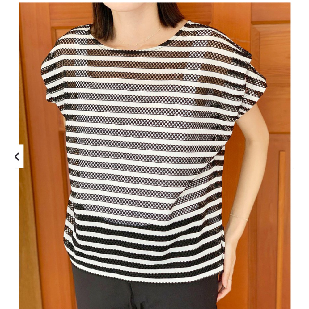 Esmara Mesh Black and White Striped Blouse‎ for Women, NEW w/out Tag Size Medium